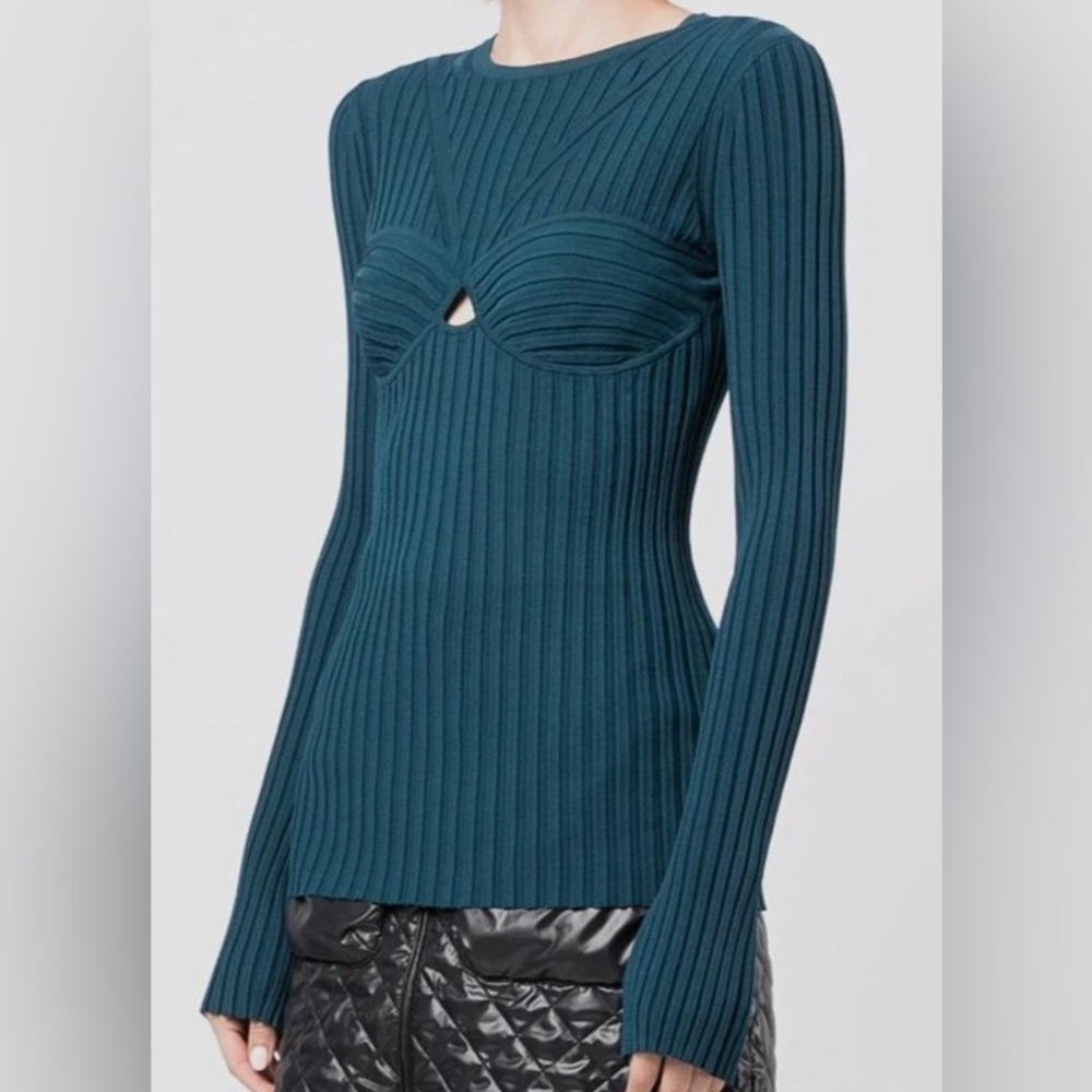 Helmut Lang Ribbed long sleeve teal